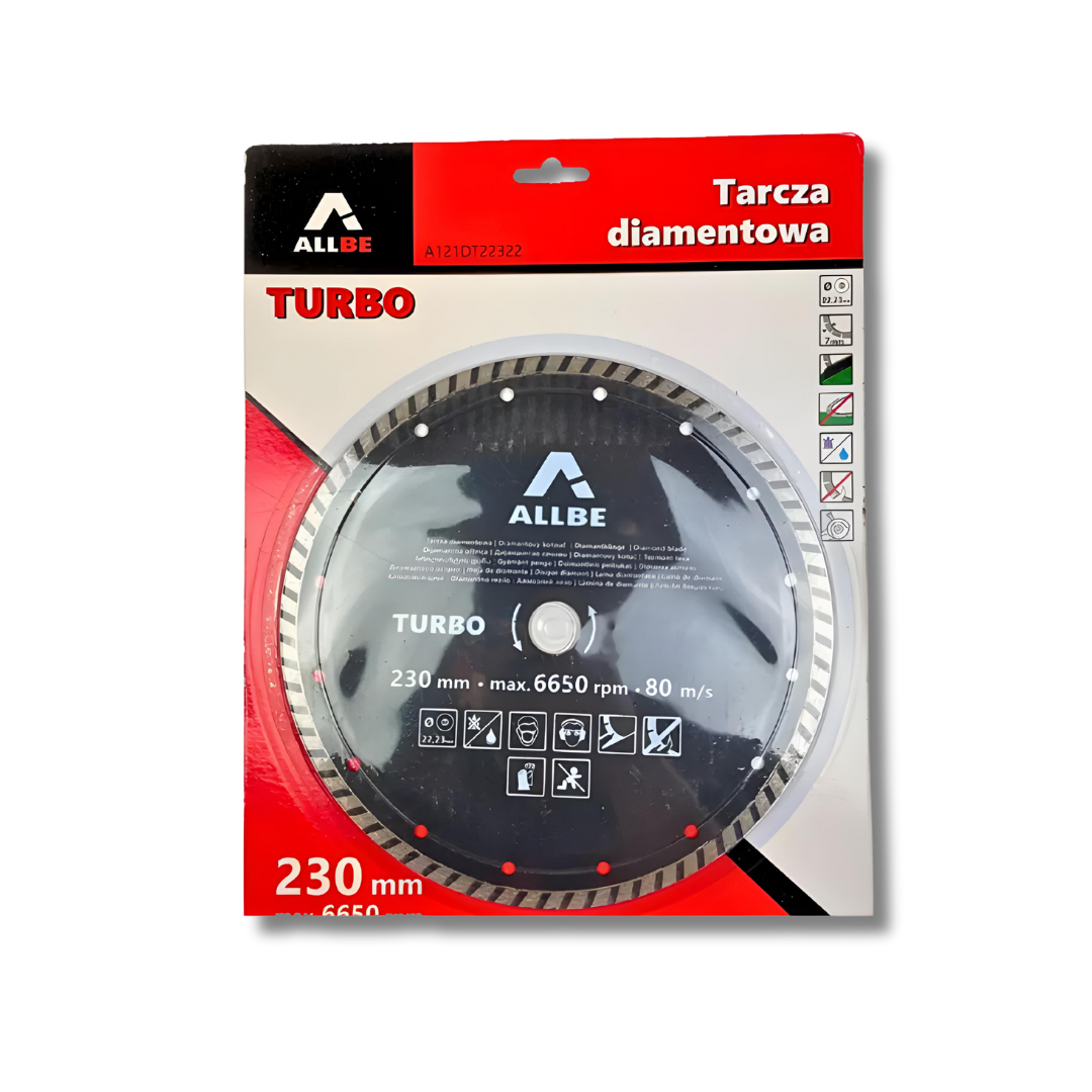 Beton-Diamanttrennscheibe 230 mm, 22,2 mm, Segment 7 mm, Betonbewehrtes Mauerwerk Turbo